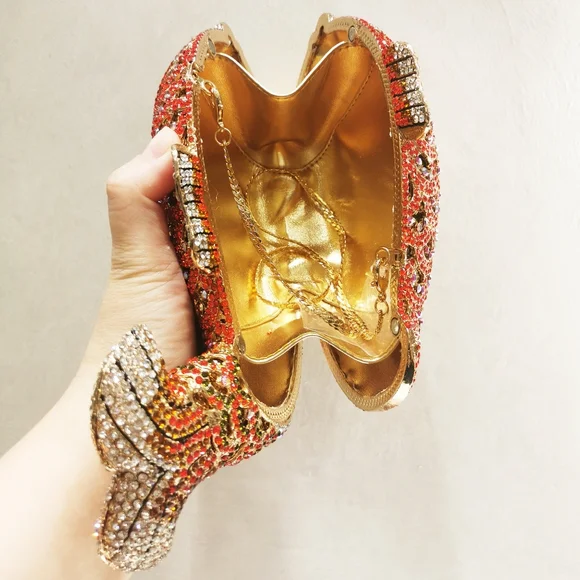 Crystal Fish Orange Handbag Rhinestones - Picture 3 of 6